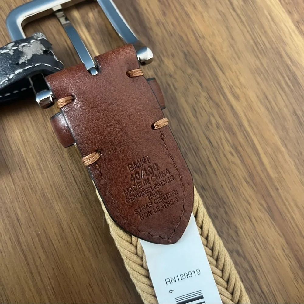 Men’s NWT Rochester Weaved Belt Size 40/100 Leather Trimmed